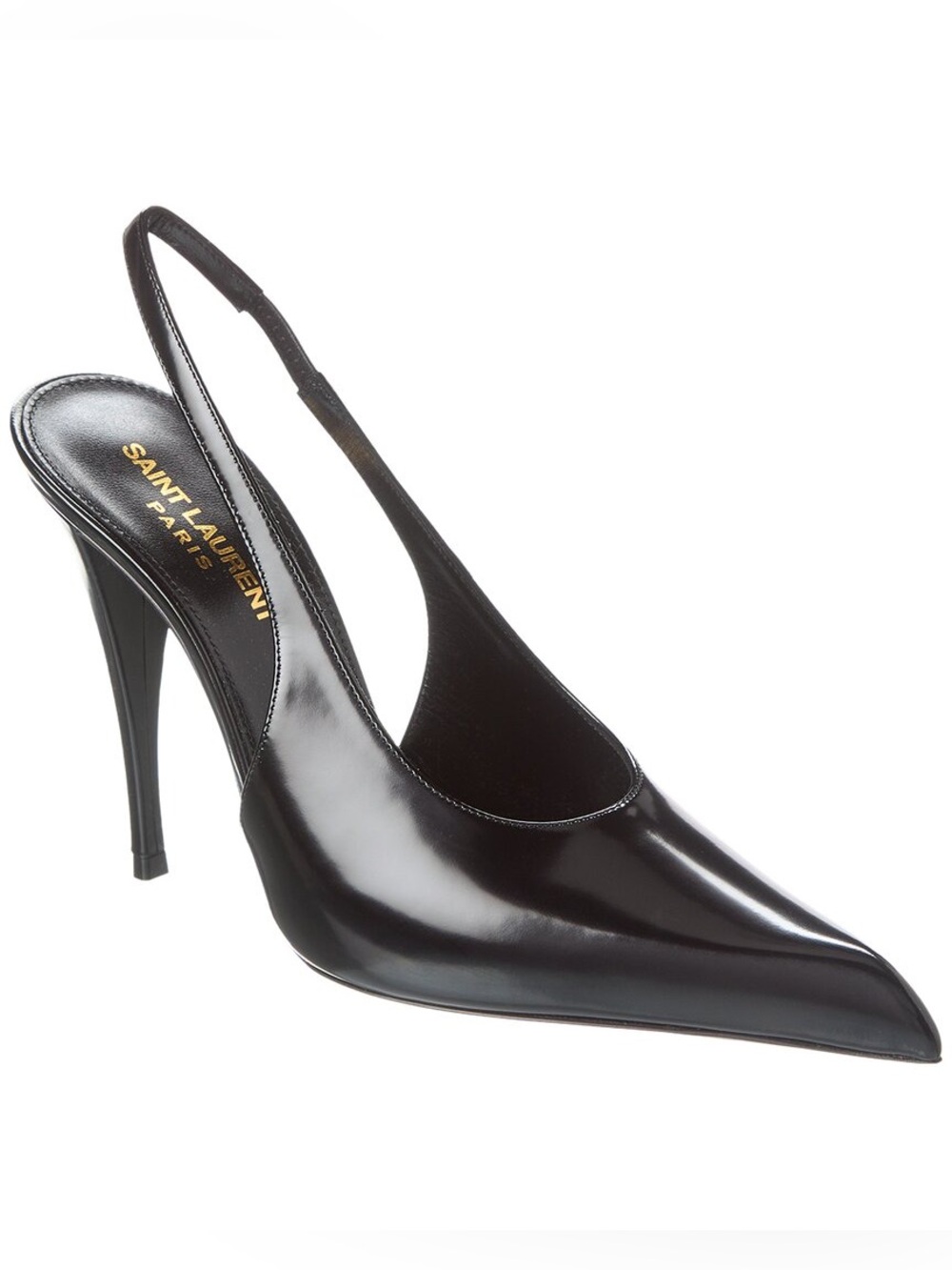Saint Laurent Black Glazed Leather FAYE 110 PUMPS 39